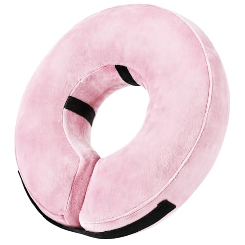 Image of Grand Line Inflatable Dog Cone Collar, Soft Pet Recovery After Surgery (M) | Does Not Block Vision | Protective Pet Neck Cone Alternative for Small, Medium, Large Dogs & Cats | Solid Pink