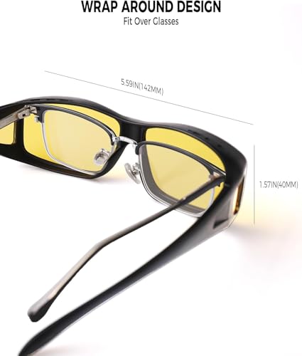Image of Night Driving Glasses for Men Women Fit Over Sunglasses Anti Glare Polarized HD Night Vision Glasses