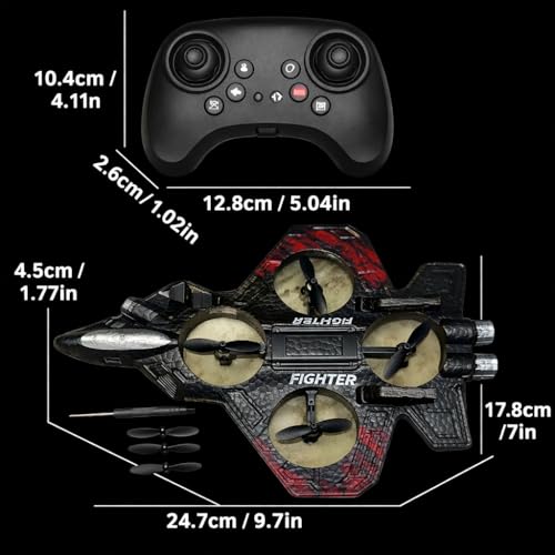 Image of RC Fighter Jet Airplane for Kids & Adults | Remote Control Flying Plane with LED Lights, 360 Flip & Stunt Roll | Rechargeable Easy-to-Fly RC Aircraft (Color as per Stock)