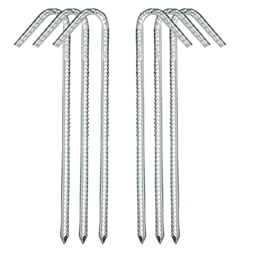 Bodenanker Zeltnägel Erdanker Garten Heringe Stahl Gartenpfähle Pflocke Stakes Erdnägel Zeltheringe Landschaft Heftklammern Bauanker Zelt zum Trampolin Schaukel 6 Stück 30CM Cover