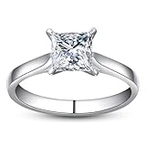 AVECON 1.5 CT Princess Cut Cubic Zirconia Engagement Rings for Women Silver Cubic Zirconia Promise Ring CZ Wedding Rings for Women Christmas Birthday Jewelry Gifts for Her Girlfriend Size 7