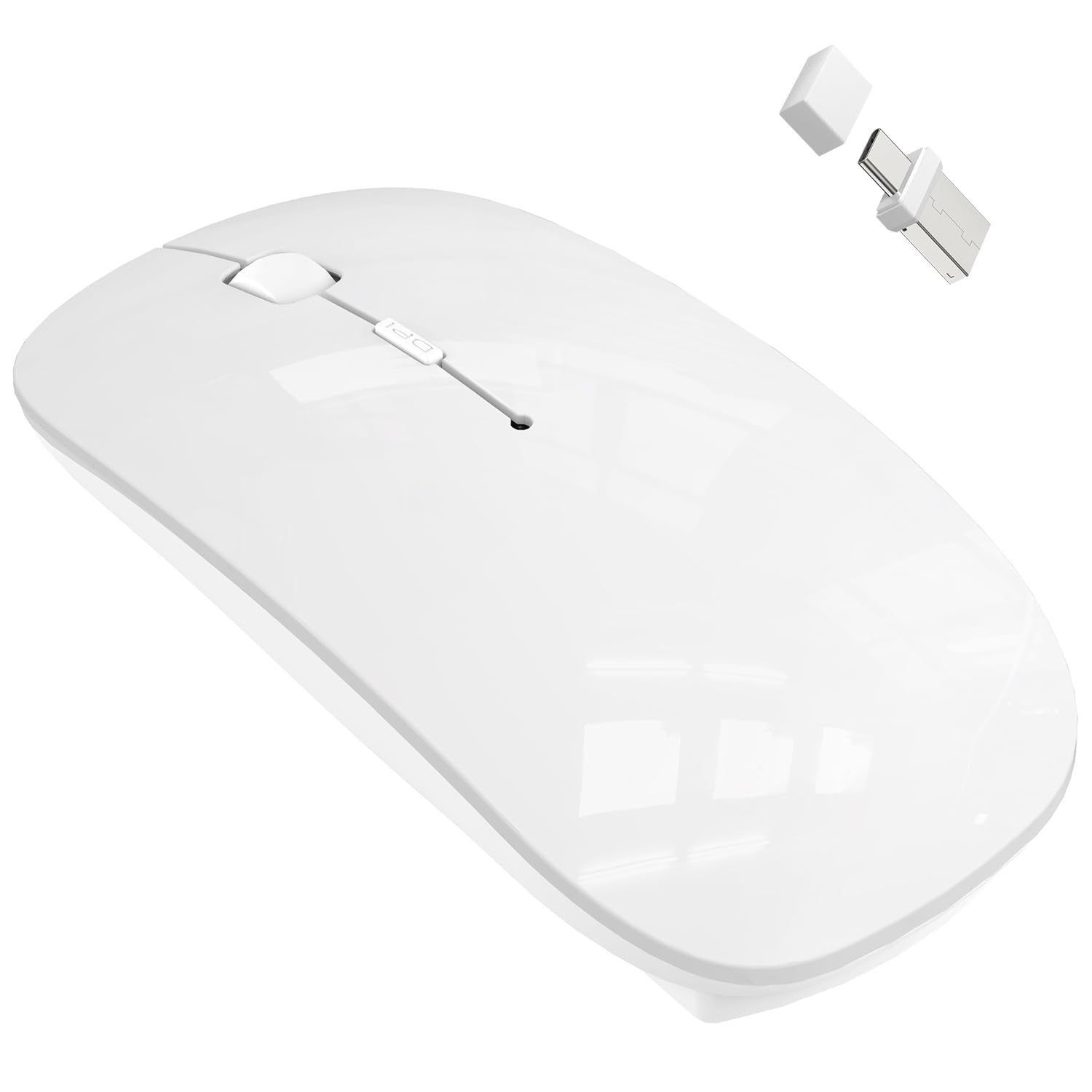 Bluetooth Wireless Mouse for MacBook Air Mac Pro Laptop Computer iPad Pad PC Laser Optical Rechargeable Mini Slim Silent Mouse Widely Used Desktop Hp iMac (White)-image-44