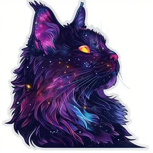 Yoonek Graphics Sticker of a Maine Coon Cat Cyber Punk Majestic Expressive Surreal Peel and Stick Vinyl Decal Sticker for car Window, Laptop, and More. SKU #F015242 4" x 4".
