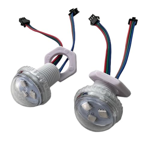 AMNOUR 30mm DC12V WS2811 UCS1903 Addressable RGB Full Color Amusement Park LED Pixel 0.72W (3pcs 5050 SMD LED) IP67 Transparent Cover (20 Pieces)