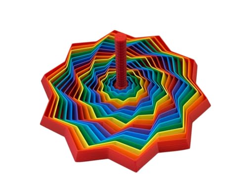 Image of Expanded Sensory Fidget Star with Handle - Visually Captivating and Satisfyingly Noisy! (True Rainbow, Medium)