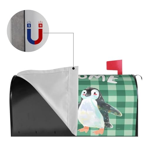 Image of Dujiea Cartoon Penguin Welcome Mailbox Wrap, Waterproof Magnetic Post Box Cover, Standard Size 21 inchX 18 inch Garden Yard Outside Farmhouse Home Decor