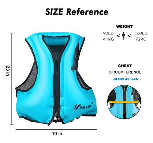 Naxer Inflatable Snorkeling Vests Jackets For Adults Swim Snorkel Kayak Kayaking Suit 90-200 Lbs Easy Swimming Boating Paddleboarding Water Sports #TOP2