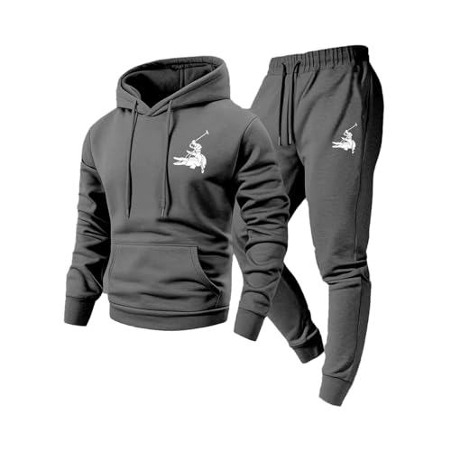 [YOY.LAVUROC] ジャージ メンズ 上下セット 秋 冬 裏起毛セットアップ スウェット パロディlogo トレーニング スポーツウェア ジャージ 運動着 部屋着 おしゃれ 50代 カジュアル パーカー スポーツ アウター ズボン (JP, アルファベット, S, ダークグレー)（Amazon）
