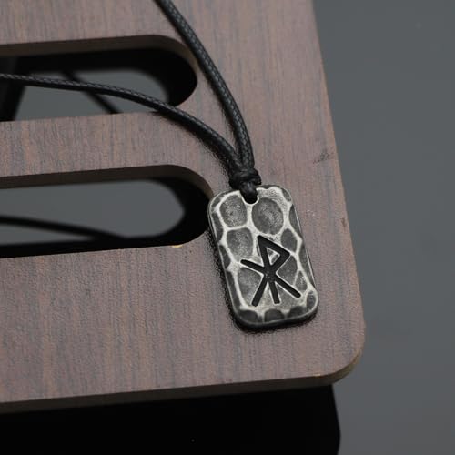 Image of Ankiyabe Stainless Steel Norse Viking Rune Pendant with Adjustable Braided Rope Good Luck /Love /Strenght /Health Viking Symbol Necklace for Men Women