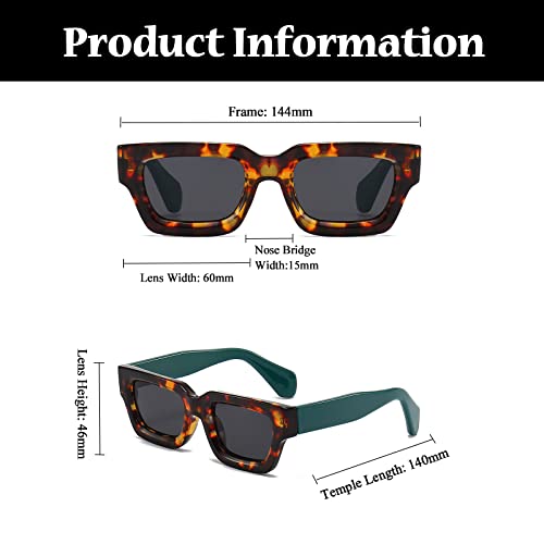 LJCZKA Retro Thick Rectangle Sunglasses for Women Men Fashion 90s Chunky Square Shades Small Face Sun Glasses3