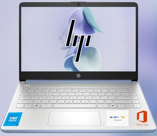 HP 14 Ultrabook, Intel CPU, 16GB RAM, 1.6TB Storage (128GB OnBoard w/ 512GB Portable Drive + 1TB OneDrive), Up to 12 hrs Battery, Windows 11 Home, Sky Blue, w/WOWPC 3-in-1 Bundle