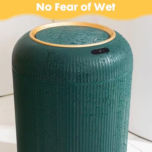 Image of Bathroom Trash Can Automatic Touchless, 3 Gallon Smart Motion Sensor Garbage Can with Lid Electric Small Mini Trash Garbage Bin for Kitchen, Office, Toilet, Bedroom Diaper Trash Cans-Green