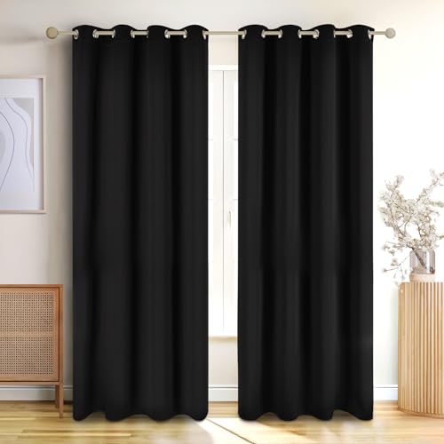 Blumtal Cortinas Opacas 2 Piezas 160x132cm - Cortinas Salon Opacas - Cortinas Dormitorio con Ojal - Cortinas termicas aislantes Frio y Calor - Cortinas Salon 2 Piezas - Blackout - Cortinas Negras