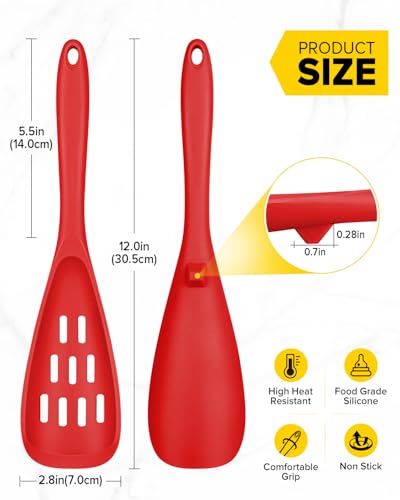 Image of BUNDLEPRO Silicone Cooking Spoons for Nonstick Cookware, One-Piece, 2 Pack