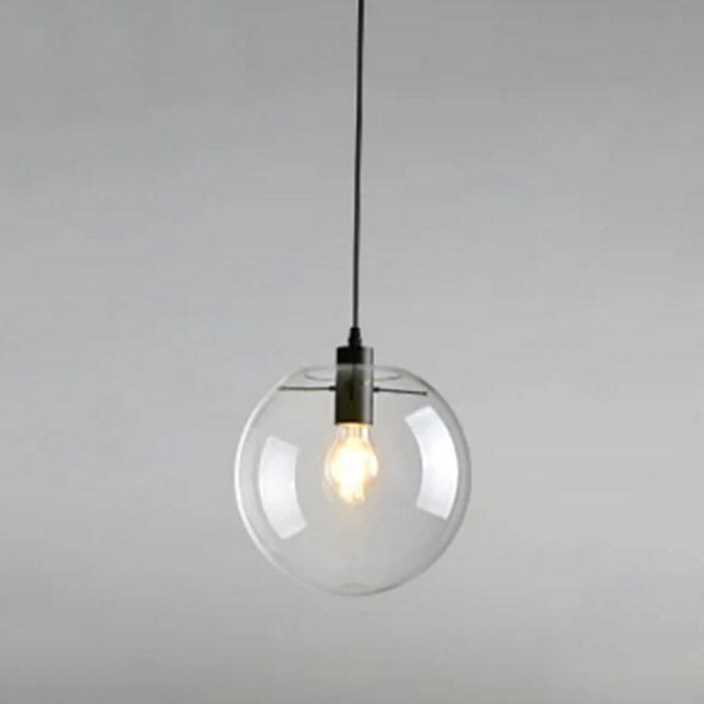 15cm Minimalist Modern Pendant Light Fittings Industrial Ceiling Light Hanging Light Fixture Loft Bar Kitchen Island Chandelier E14 with Clear Glass Globe Light Shade (Black) (Size : D-30cm)