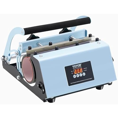 VEVOR Tumbler Heat Press Machine, 11-30oz Mug Press, Heat Up Fast and Even, Tumbler Press with Sublimation Paper, Tape and Gloves, Temp and Time Setting, for Sublimation Tumblers, Cups, Mugs, Blue