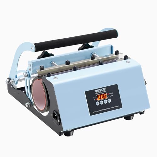VEVOR Tumbler Heat Press Machine, 11-30oz Mug Press, Heat Up Fast and Even, Tumbler Press with Sublimation Paper, Tape and Gloves, Temp and Time Setting, for Sublimation Tumblers, Cups, Mugs, Blue
