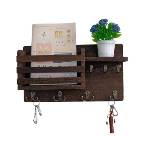 BAIRNOX キーフック 玄関 木製 壁掛けフック 鍵置き 鍵掛け キーハンガー おしゃれ 収納ラック 飾り棚 小物ホルダー 壁面収納 高耐荷重 ウォールラック コート 帽子 小物 タオル洋服掛け (C)