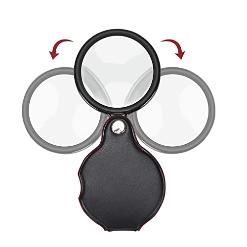 10X Small Magnifying Glass, Teoyall 2 Pcs Mini Pocket Magnifier Folding Magnify Glass With Rotating Protective Holster #TOP4