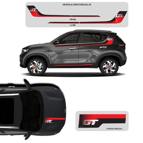 Image of GT Edition Car Graphics for Kia Sonet | Colour - Gravity Grey | Size - 30.5 x 7 cm