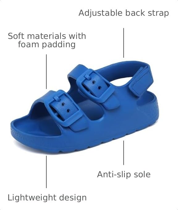 Image of INMINPIN Toddler Boys Girls Buckle Sandals Comfort Open Toe Sandal with Adjustable Back Strap