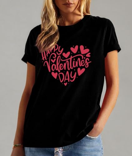 Image of Valentines Shirts for Women Valentine Love Heart Printed Graphic Tshirt Cute Girls Casual Top