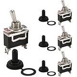 Powice 4X Kippschalter 250V/6A 125V/10A Mit Wasserdichter Kappe,Kippschalter 12V Wasserdicht, Miniboot 2Poliger Schalter 12V,12V/230V Schalter Geeignet für Den Einbau in Häusern Schwarz