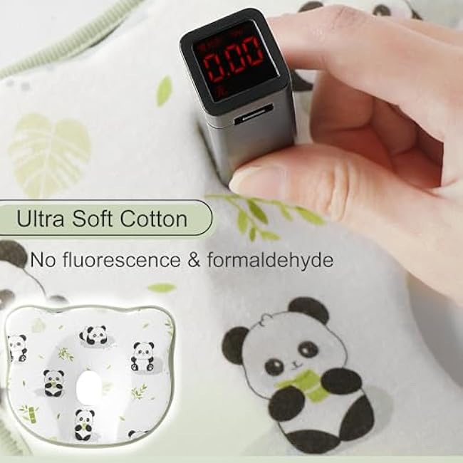 Memory Foam F¦©at h§Öad Shaping Pillow, Baby Head Shaping Pillow, Soft & Breathable Cute Bear Baby Pillow for Infant Boys Girls (Panda)