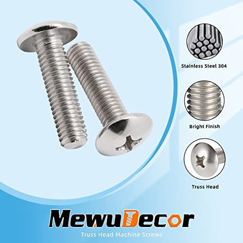 Mewudecor #8-32 X 1/2 Inch Truss Head Machine Screws, 304 Stainless Steel 18-8 thumb #2