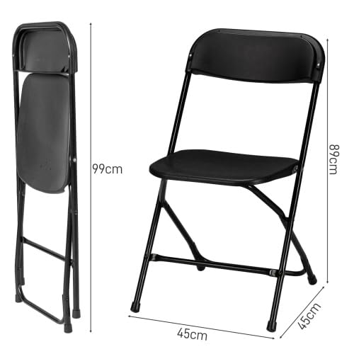 Lot de 6 chaises pliantes en métal et plastique, convient pour les jardins, restaurants, balcons et bureaux, charge maximale : 158 kg (lot de 6, noir)