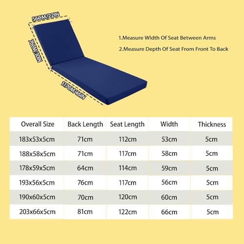 Cojín reclinable acolchado de 10 cm con lazos para hamacas de exterior 6