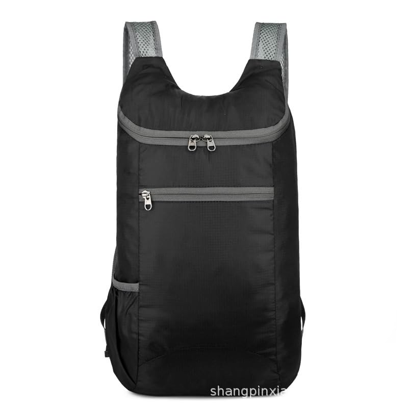 Mochila liviana plegable para viaje y excursión negra miniatura 2