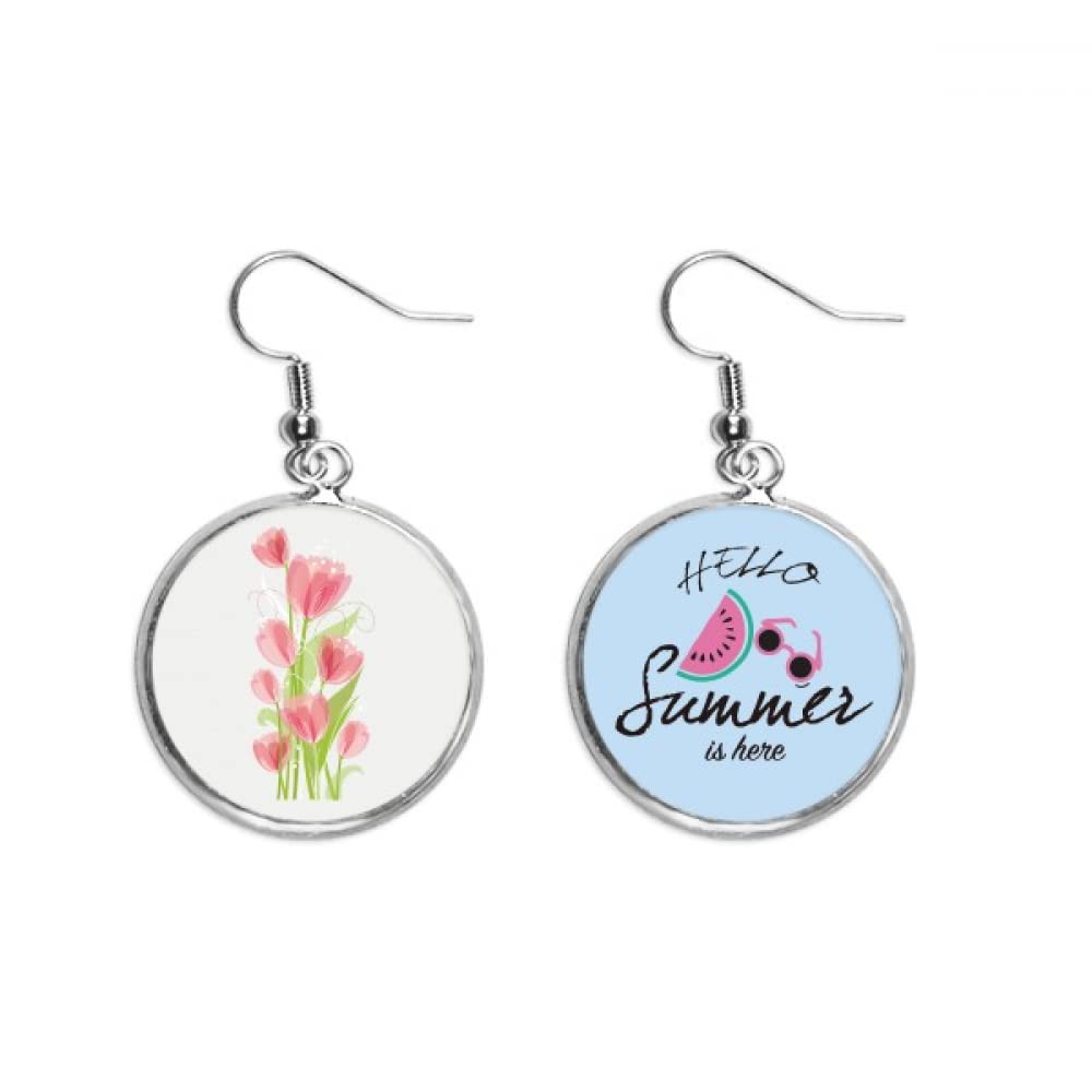 Pendientes de sandía con ilustración original de tulipán floral 5
