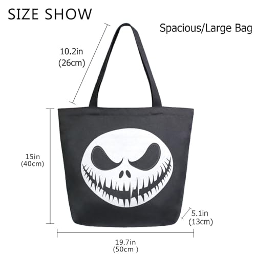Halloween Face Scarecrow Horror Pumpkin Extra Large Canvas Gym Shoulder Tote,Durable Daily Reusable Top Handle Bag for Mens Womens Yoga Weekender Picnic Beach Travel Market Shopping3