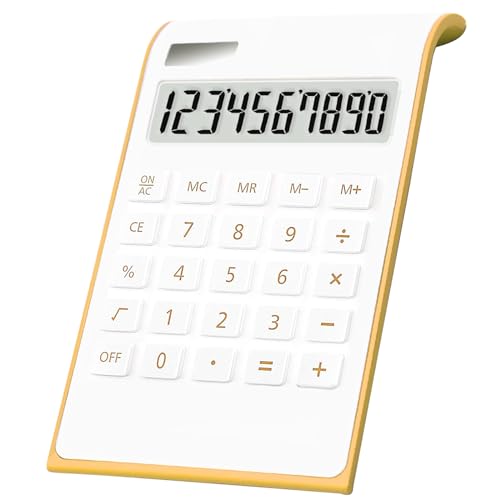 Calculator, 10 Digits Solar Battery Basic, Dual Powered Desktop Calculator, Tilted LCD Display, Inclined Design Slim Desk Calculator
