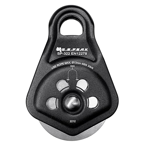S.e.peak 30Kn Upgraded Rescue Single Pulley Sheave With Swing Plate,Ce High Strength Pulley For Backyard Zipline, Climbing, Rock Rescue Lifting, Hauling, Fit Rope Up To 13 Mm/Holds Up To 6750Lbs,Black #TOP18