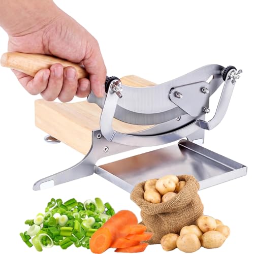 Weyot Cortafiambres Manual, Cortadora De Fiambre con Bandeja De Acero Inoxidable, Ideal para Hierbas Chinas, Biltong, Carne Seca (Beef Jerky), Frutas Y Verduras Duras, Y TurróN