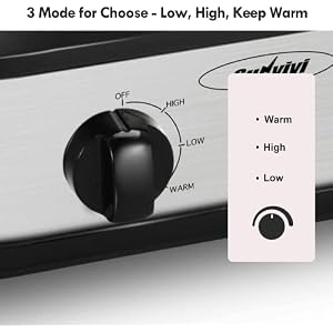 Dual Slow Cooker, Buffet Servers and Warmers with 2 X 1.25Qt, Tempered glass lids and Lid Rests, 3 Adjustable Temp, Stainless Steel Dual Slow Cooker Buffet Servers and Warmers with 2 X 125Qt Tempered glass lids and Lid Rests 3 Adjustable Temp Stainless Steel