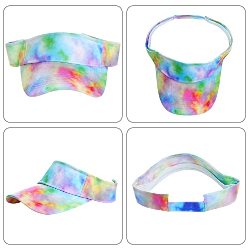 Rbenxia 2 Pieces Of Adjustable Sport Visors Sun Visor Hats Cap Visors For Women And Men (Tie Dye Green And Tie Dye Multicolor) #TOP2