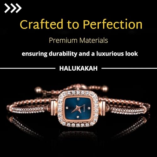 Image of Halukakah Kids' Sparkling Diamond Watch - 18k Real Gold /Rose Gold /Platinum Plated - Multiple Colors Rectangle Dial - Quartz Adjustable Stainless Steel Wristwatch - Suitable for Boys and Girls