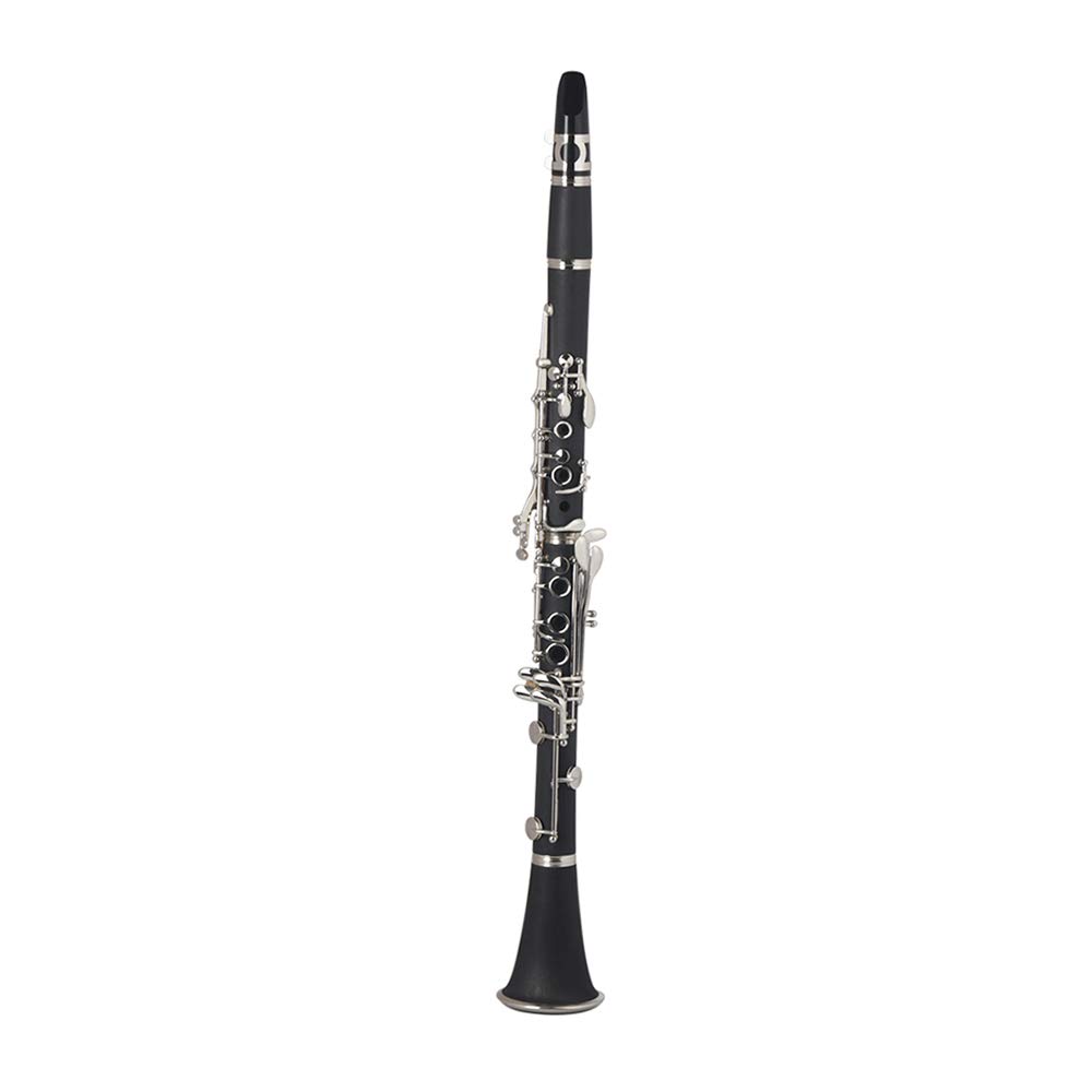 Fyearfly Bb Flat Clarinete Baquelita Llaves de Plata Instrumento de Viento de Madera con funda, lengüeta, paño de limpieza, mini destornillador, calidad asequible para los entusiastas de la música