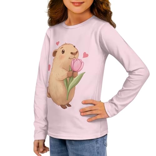 Image of Girls Long Sleeve T Shirt Cute Cartoon Crewneck Shirt for Kids 3-16Y Fall Winter Clothes