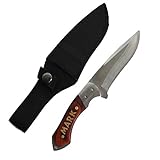 Premium Custom Engraved Fixed Blade Knife with Sheath, Wood Handle Hunting Knives For Men - Personalized