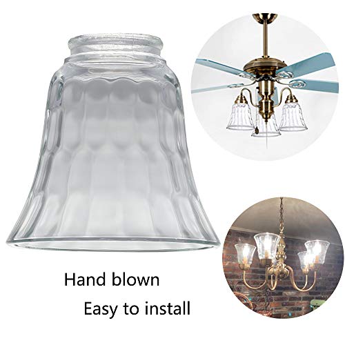 Image of Ceiling Fan Light Covers, Clear Hammered Style Bell Glass Shade, Lighting Replacement Glass Shade Standard 2-1 /8 inch Fitter Size, Perfect Ceiling Fan Globes Replacement Glass Accessories, Pack of 4