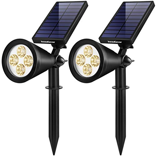 InnoGear Solar Lights Outdoor, Upgraded Waterproof Solar Powered Landscape Spotlights 2-in-1 Wall Light Decorative Lighting Auto On/Off for Pathway Garden Patio Yard Driveway Pool, Pack of 2 (Warm)
