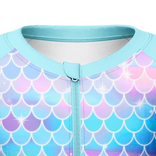 Image of LQSZ Girls Long Sleeve Rash Guard Swimsuit One Piece with Zipper Bathing Suit UPF 50+ Swimwear for Girls 3-12 Years