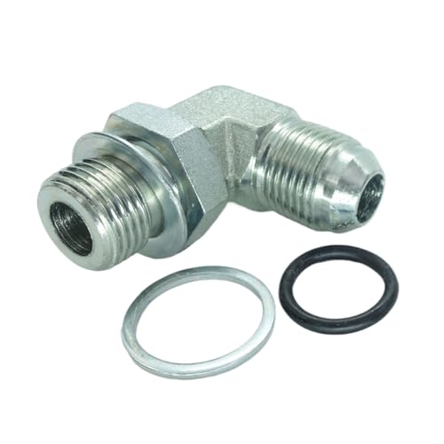 Image of 1 Piece Hydraulic Fitting 1 /2 Male JIC (3 /4 inch-16) X M18 x 1.5 Male Metric 90 Degree Elbow Adapter