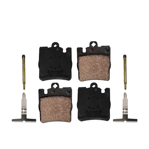 Image of Detroit Axle - Rear Brake Pads for Mercedes Benz C230 C240 C280 C320 C350 CLK320 CLK350 CLK430 E300 E320 E420 E430 SLK300, Ceramic Brake Pads w /Hardware Replacement
