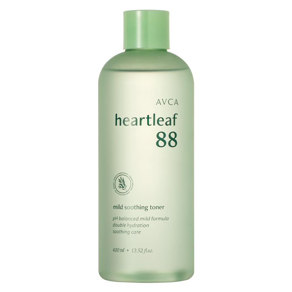 AVCA Heartleaf 88% Mild Soothing Toner - Korean Skin Care, pH 5.5 Trouble Care, Calming Skin, Refreshing, Hydrating, Purifying (400ml/13.5fl.oz.)