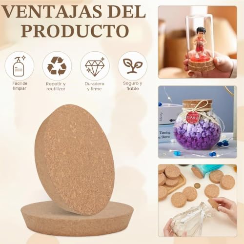 Miniatura 4 de Ayyds 2 Tapones De Corcho Cónicos De Madera, 13 14 15 18,5 20 Cm, Tapón De Madera Natural Suave Para Botellas De Cristal, Botellas De Vino, Garrafas De Cerámica, 3 Cm De Grosor 140 X 120 Mm